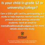 Is your child in Grade 12 or college/university?